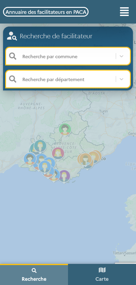 Accéder à l’annuaire des facilitateurs en PACA pour rechercher un facilitateur par commune ou par département.